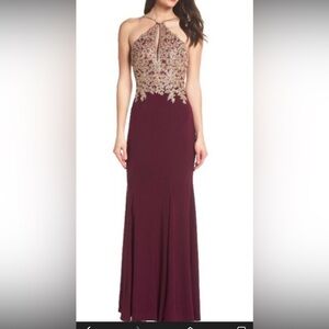 Avery Burgundy and Gold Maxi Dress